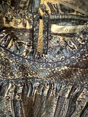 Doen Blue and Cream Floral Paisley Smocked Dress